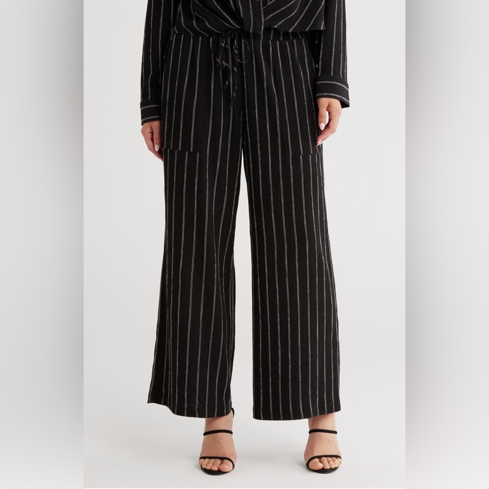 Caslon Black and White Striped Wide Leg Pants